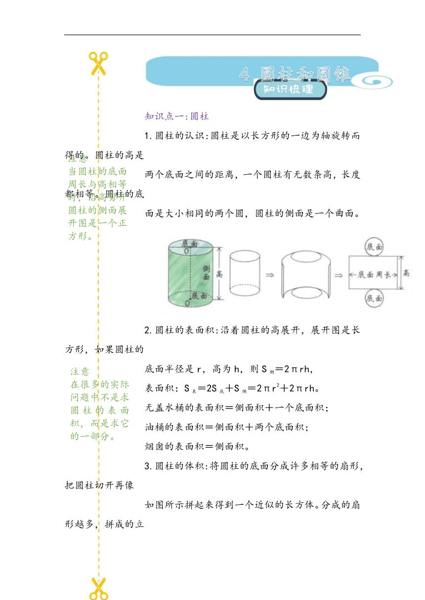 第四单元 圆柱和圆锥 易错题讲义 -五年级下册数学青岛版（五四学制）