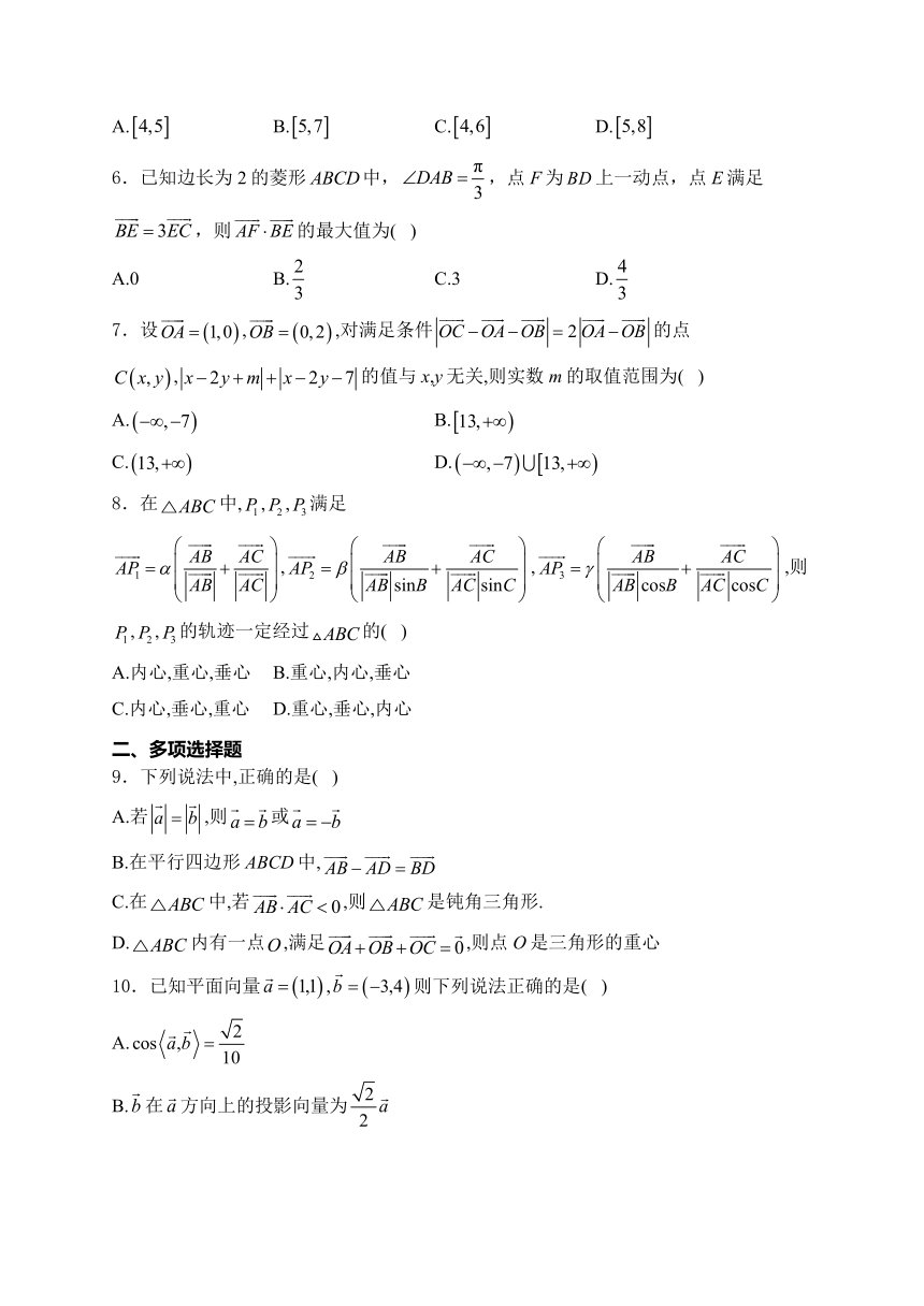 （4）平面向量——2024届高考数学考前模块强化练（含解析）