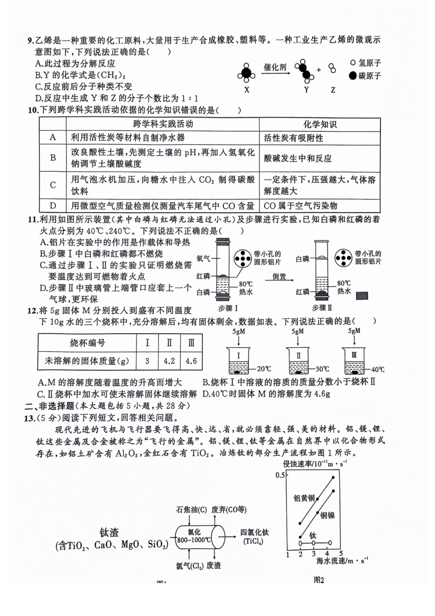 2024年安徽省合肥市新站区中考化学二模卷（PDF含答案）
