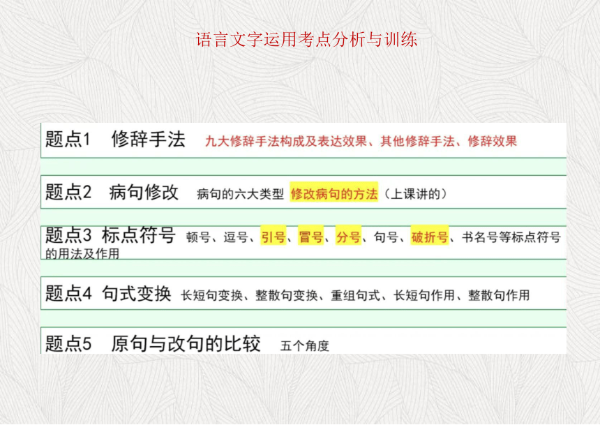 2024届高考语文复习：语言文字运用考点分析与训练 课件（共54张PPT）