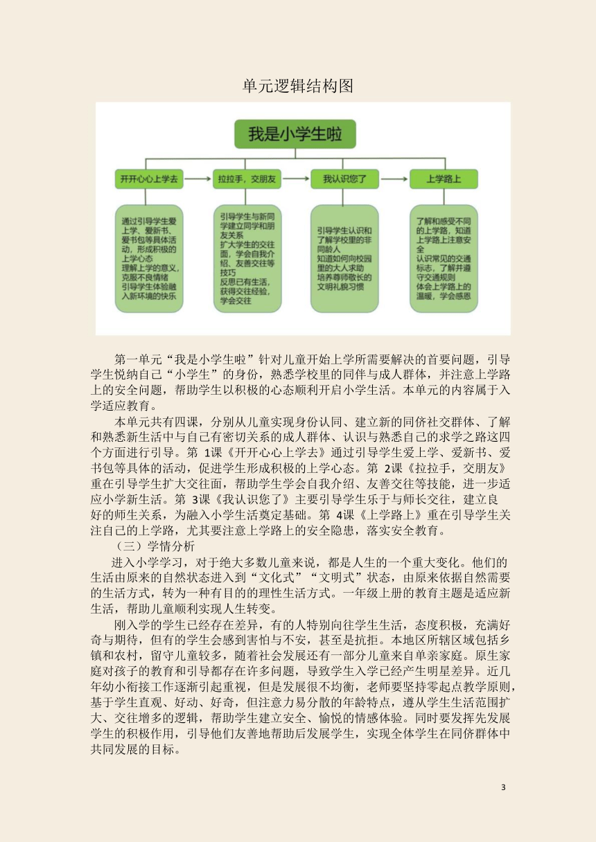 一年级道德与法治上册第一单元 我是小学生啦 作业设计