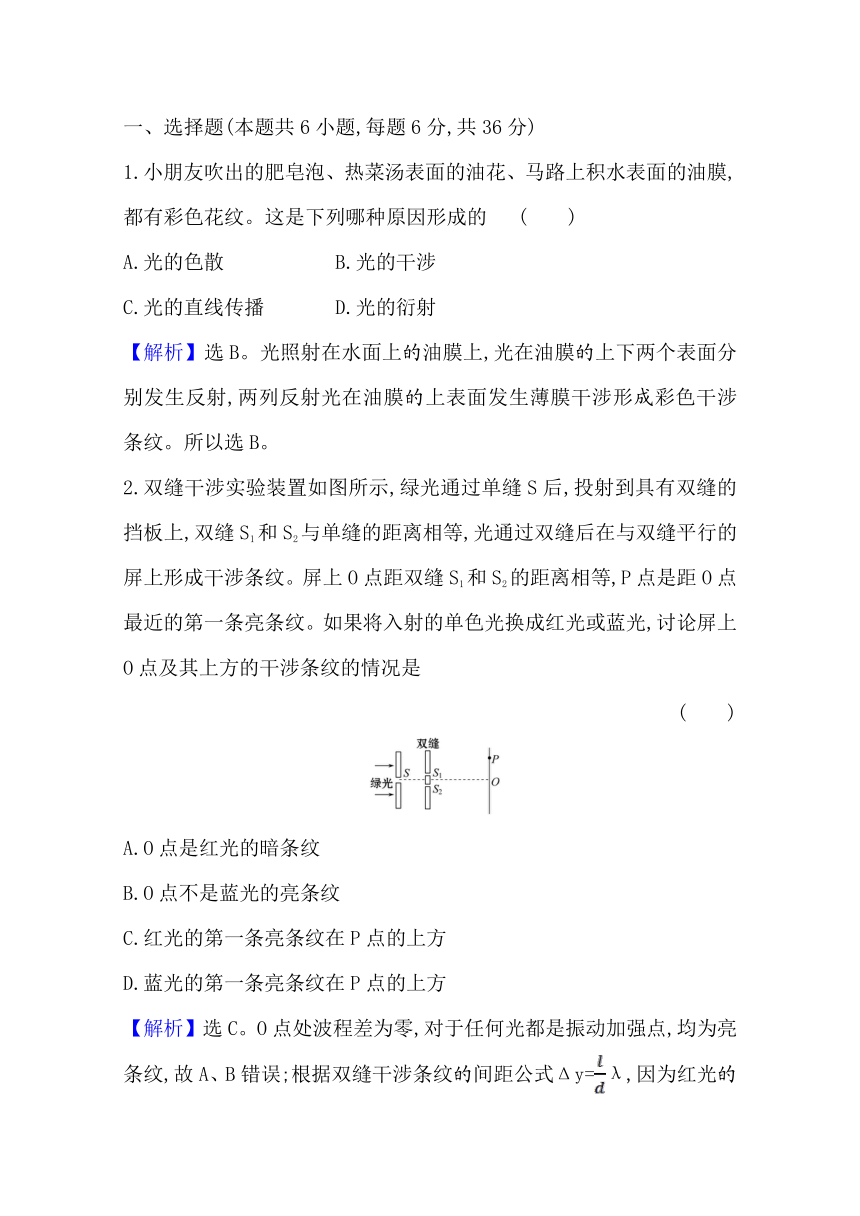 高中物理新教材鲁科版选择性必修一练习   5.1 光的干 涉 Word版含解析