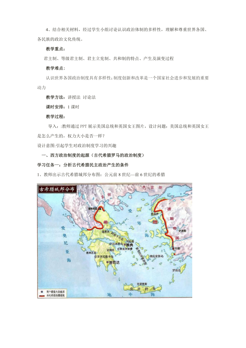 第2课 西方政治体制的产生和演变  教学设计