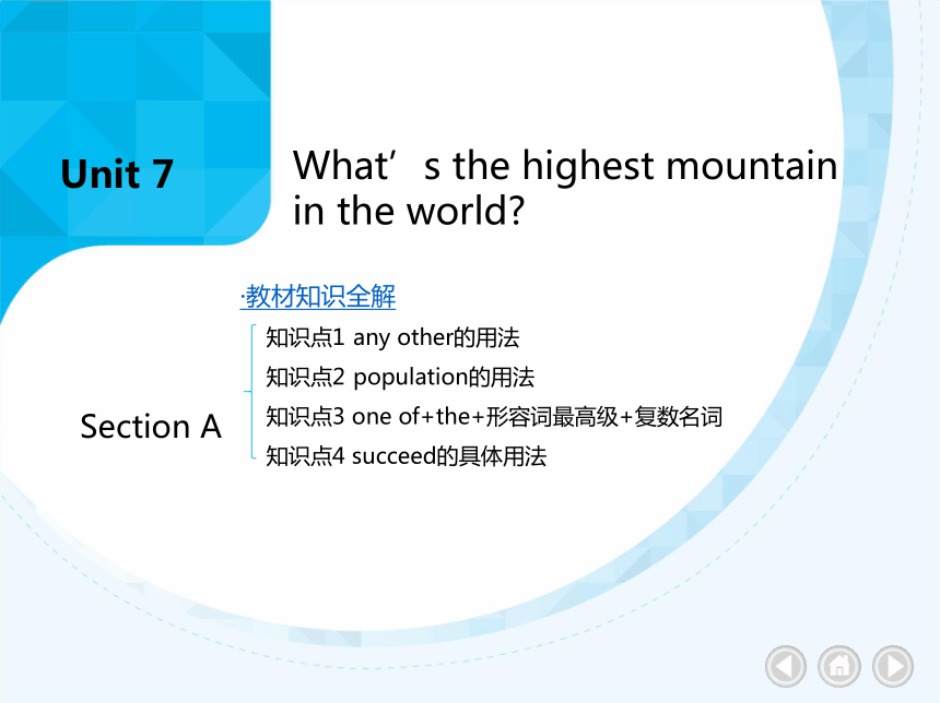 人教版八年级下册 Unit 7 What's the highest mountain in the world？知识点讲解及练习 课件 (共43张PPT)