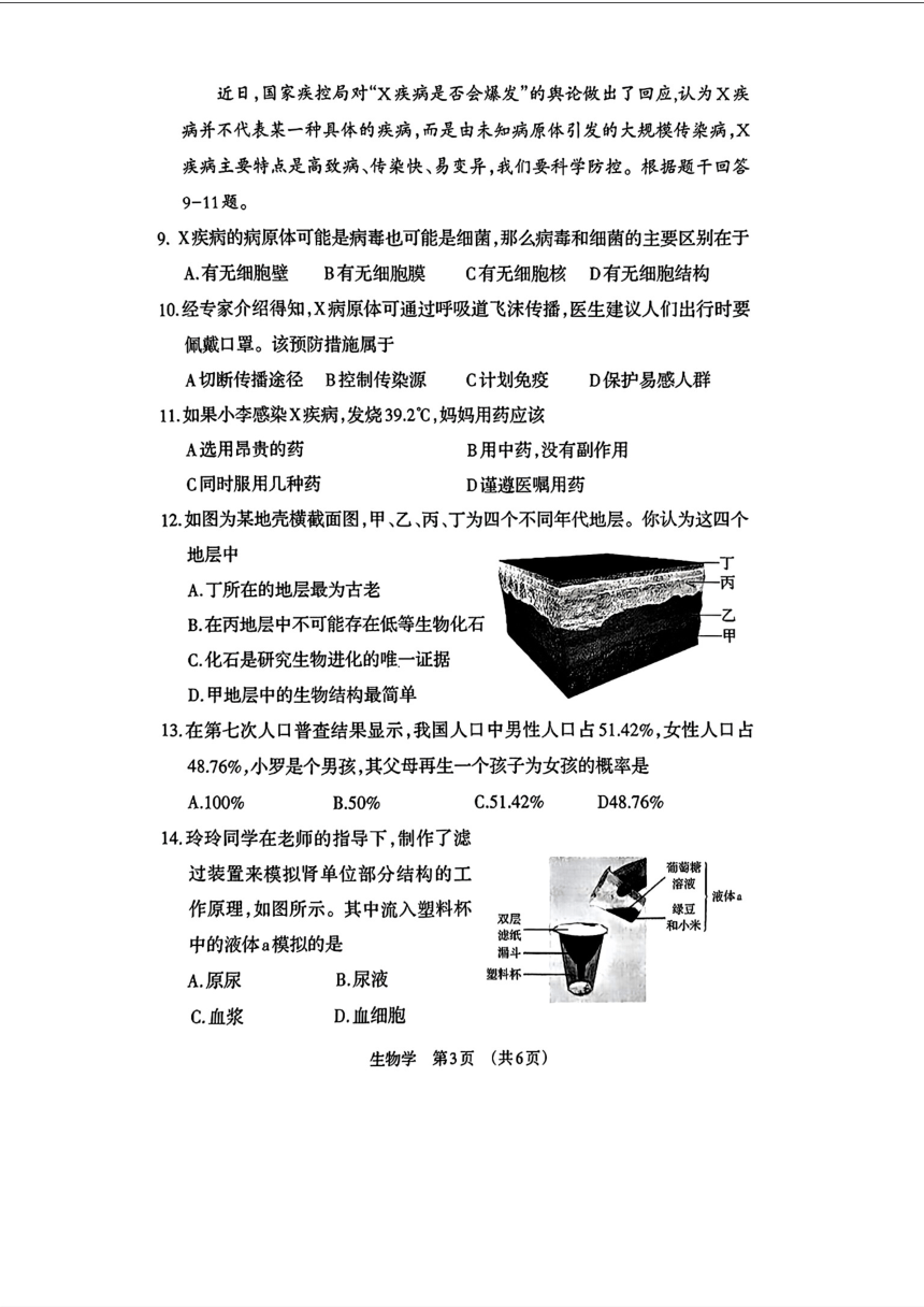 山西省晋城市阳城县2024年中考模拟练习（一模）地理+生物试题（图片版 含答案）