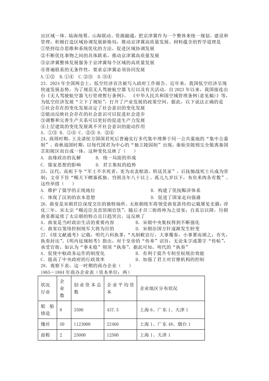 2024高考压轴卷——文综（全国乙卷）（含解析）