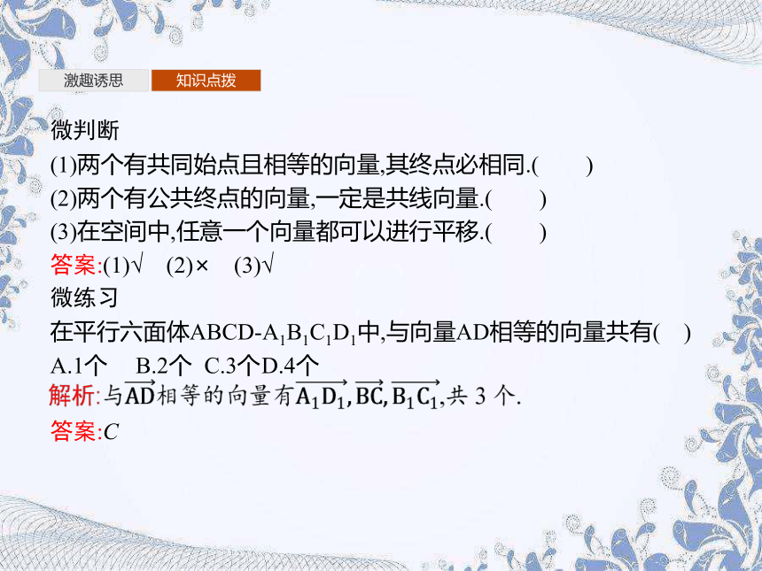 人教B版（2019）高中数学选择性必修第一册 1.1.1　空间向量及其运算 课件（50张PPT）