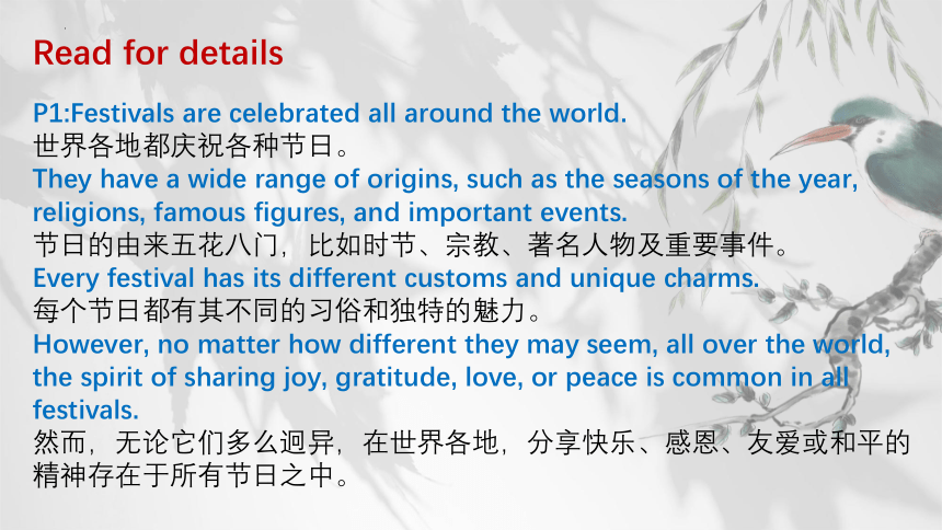 人教版（2019）必修 第三册Unit 1 Festivals and Celebrations Reading and thinking 课件(共22张PPT)