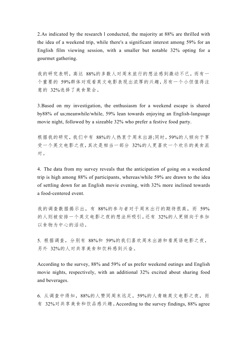 2024届高三英语冲刺复习专题：图表类应用文--庆祝活动意向调查及汇报（2024年4月深圳二模）讲义素材