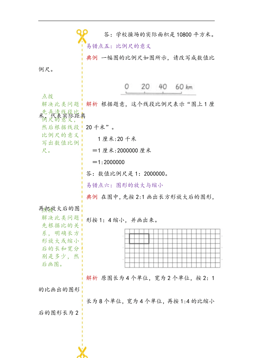 第六单元 比例尺 易错题讲义 五年级下册数学青岛版（五四学制）