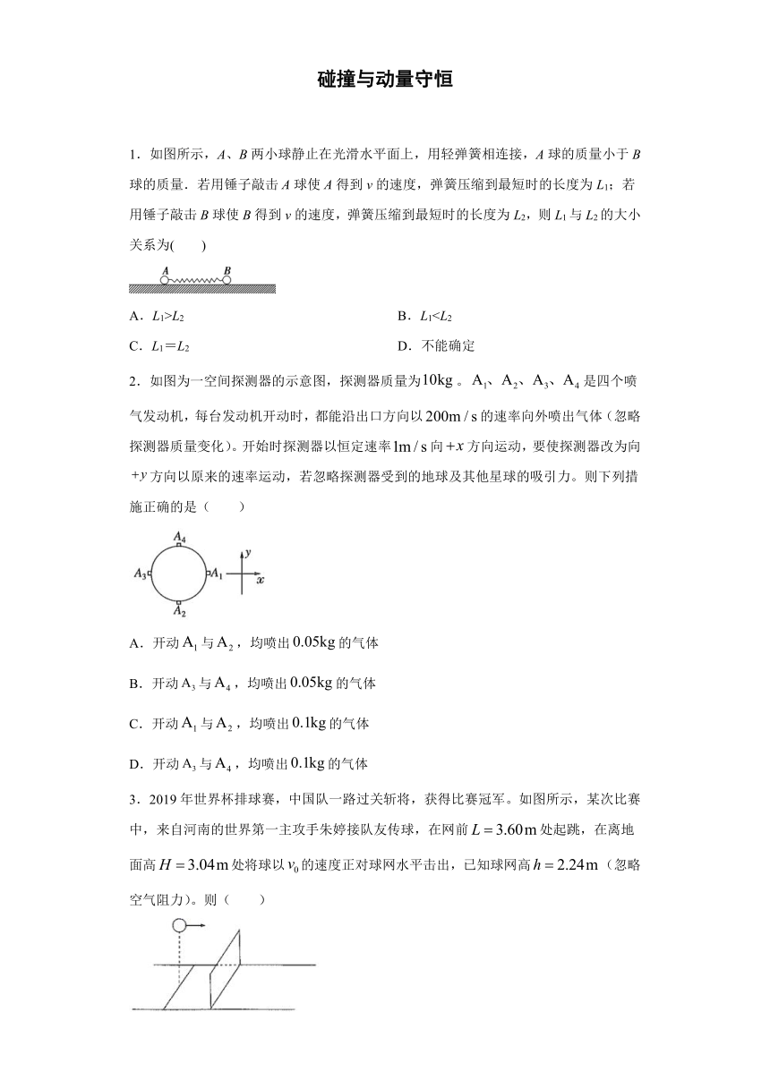 上海市金山中学2019-2020学年高中物理沪科版选修3-5：碰撞与动量守恒 单元综合检测题（含解析）