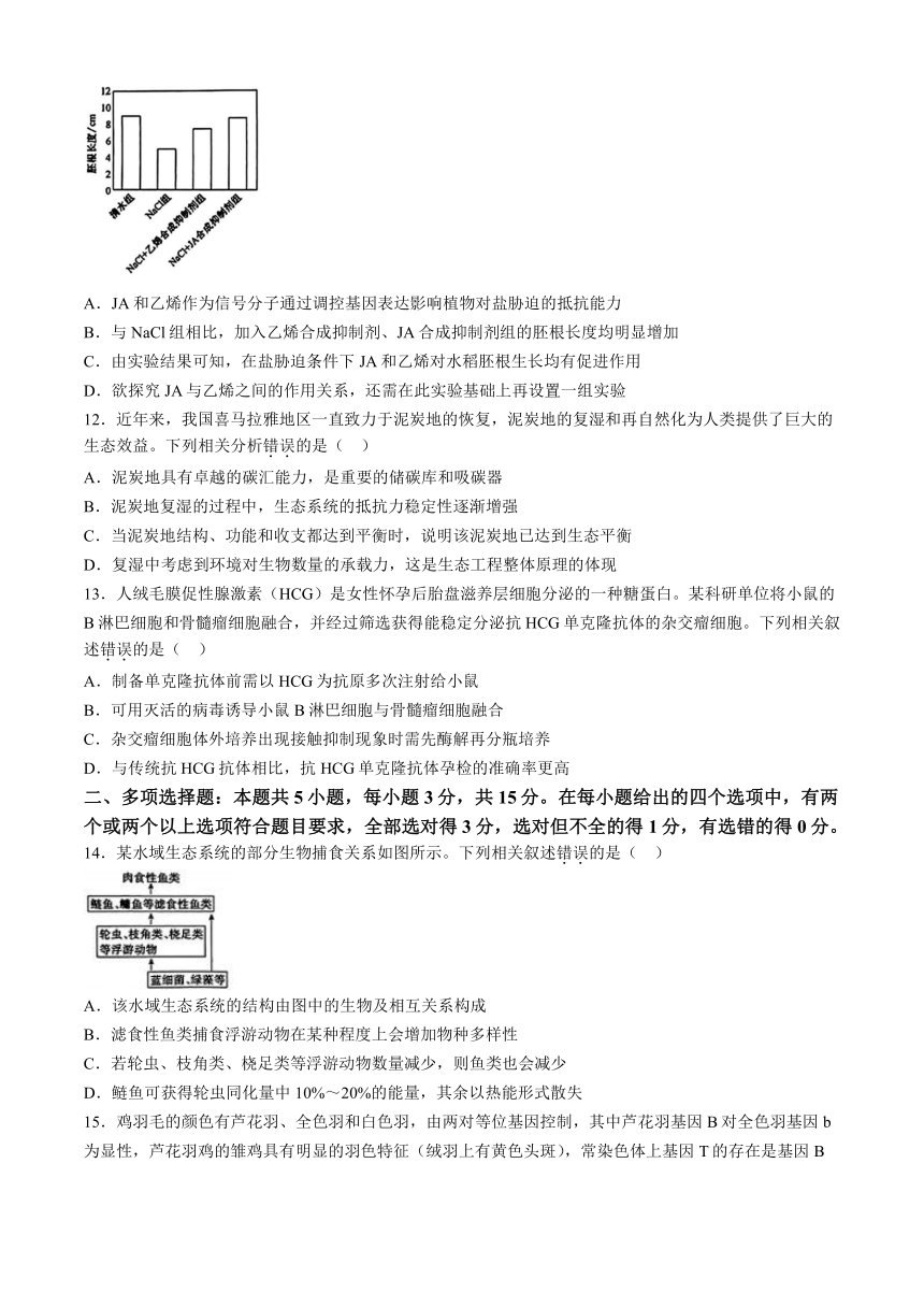 2024届河北省沧州市部分高中高三下学期二模生物试题（含解析）