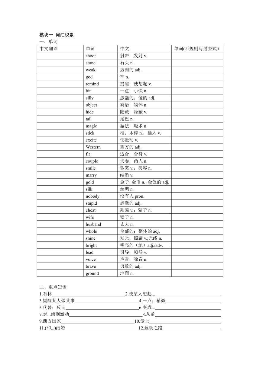 Unit 6 An old man tried to move the mountains.基础知识整理（无答案）2023-2024学年人教版英语八年级下册