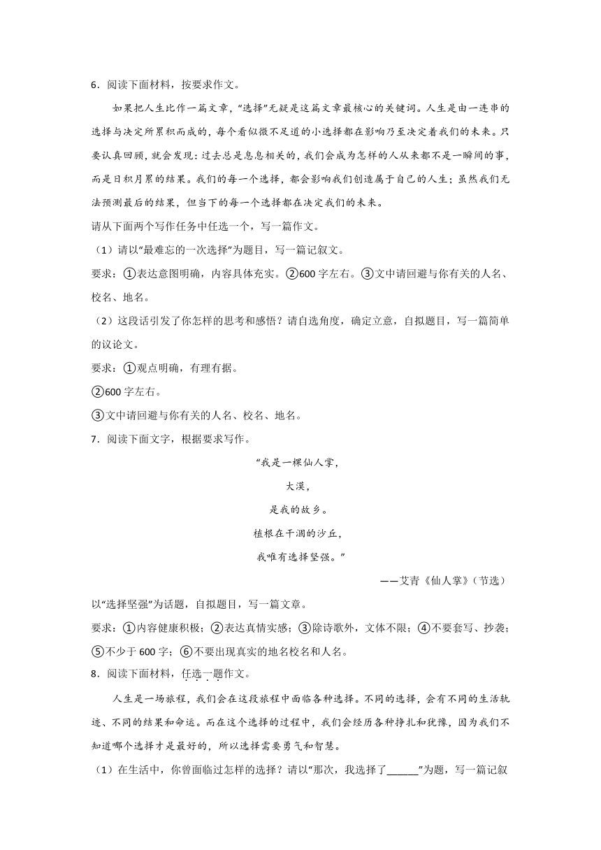 作文主题训练：选择-2024年中考语文二轮专题（含解析）