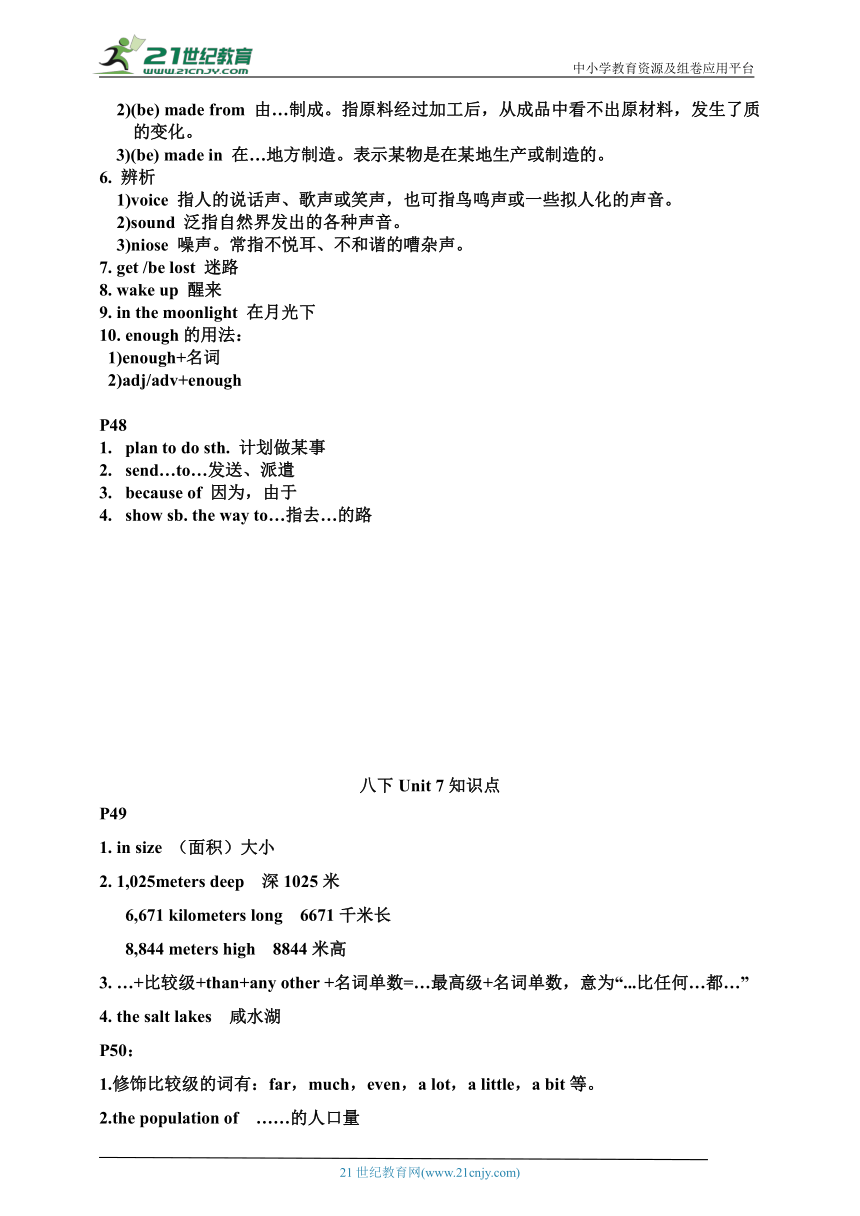 人教版八年级下册英语Unit6-10知识点整合（每页知识点）