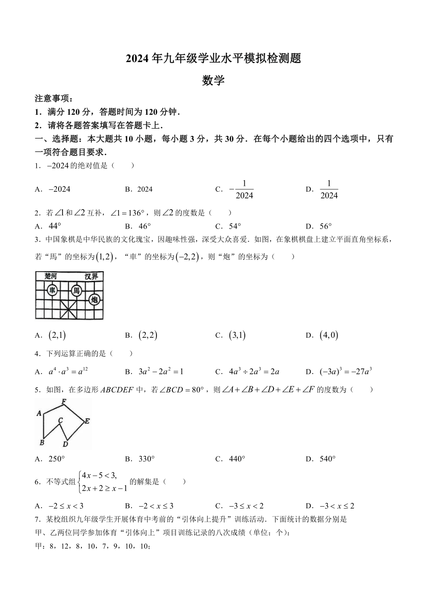 2024年广东省湛江市廉江市中考二模数学试题（含答案）