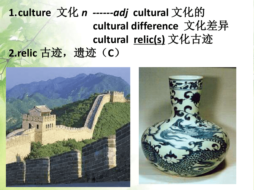 高中英语人教版必修二Unit 1 Cultura relics 单词详解课件（31张）