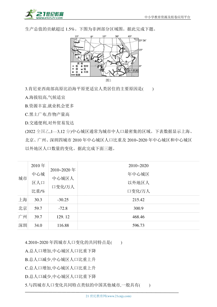 2025江苏版新教材地理高考第一轮基础练习--专题七 人口与地理环境（含答案）