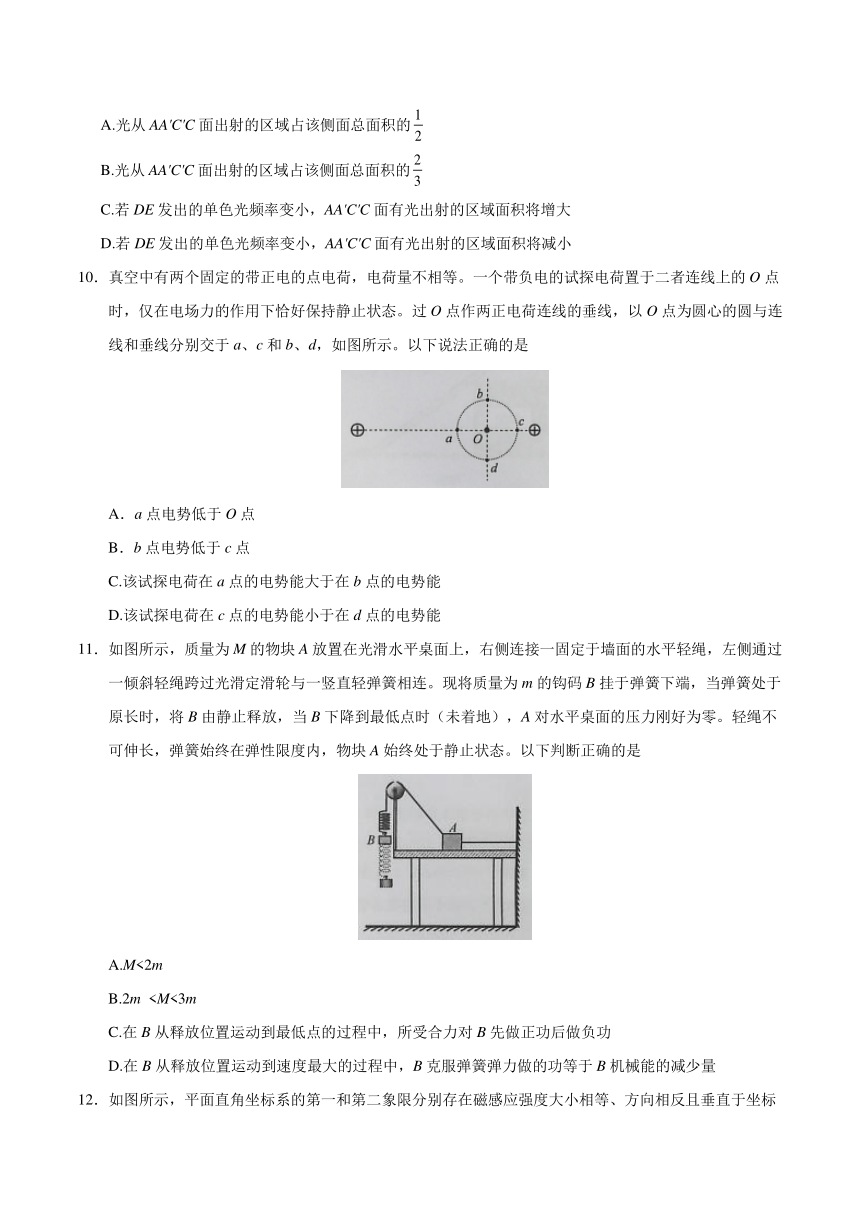 2020年新高考全国卷Ⅰ物理高考试题（word版，含答案）