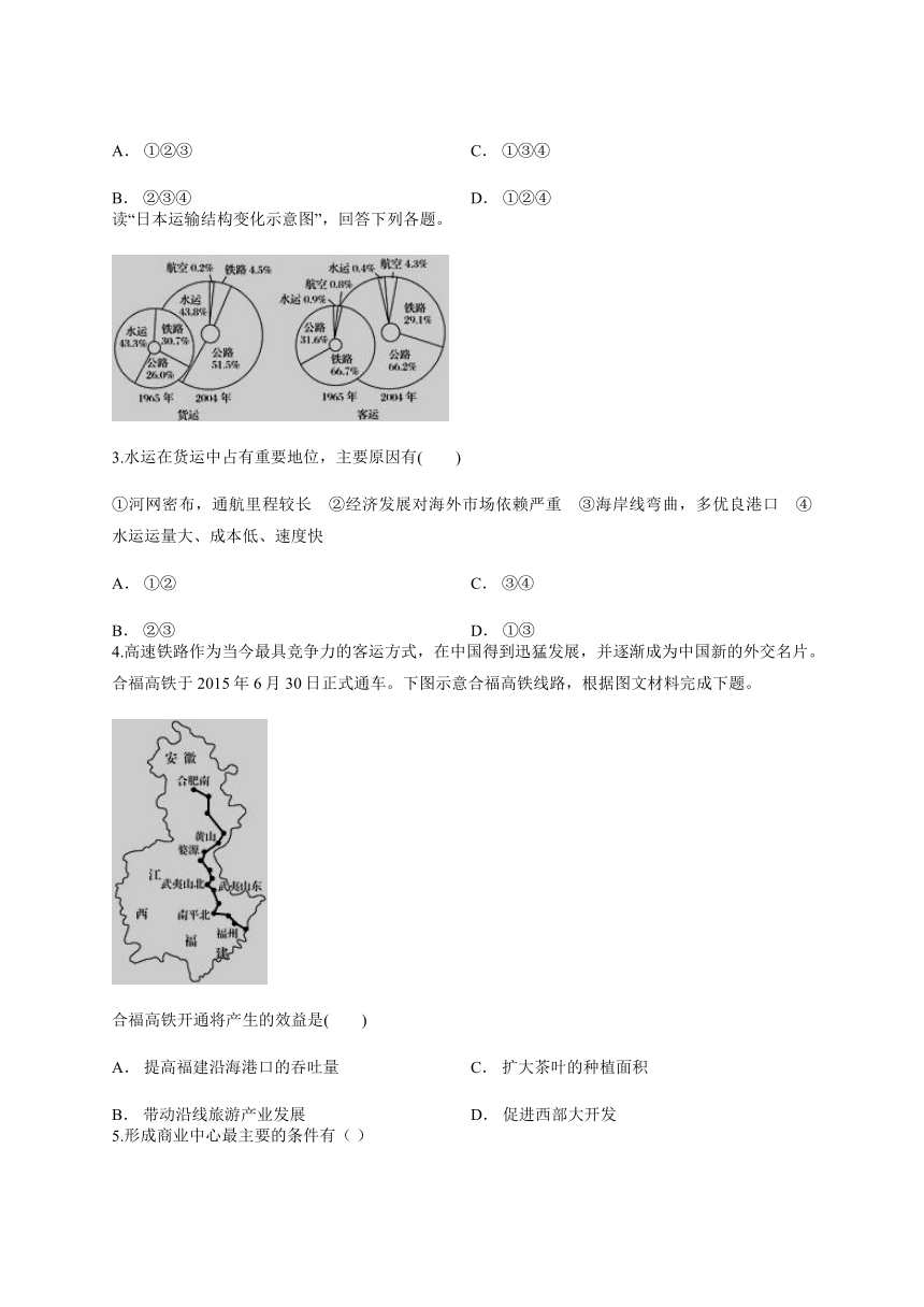 2020年地理高中人教版本必修2第五章《交通运输布局及其影响》单元测试卷