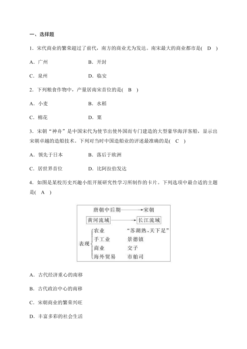 4.3.5 经济重心的南移 同步测试（含答案）