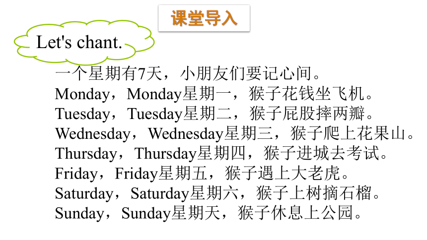 Module 3  Days of the week Unit 5  What day is it today 第一课时课件（21张PPT)