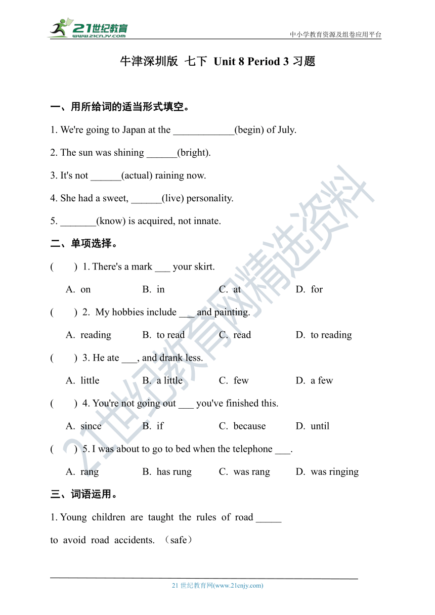 Unit 8 From hobby to career Period 3 Grammar同步练习