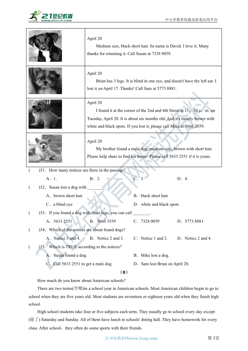 Module 1 Lost and found Unit3 Language in use 同步测试卷（含解析）