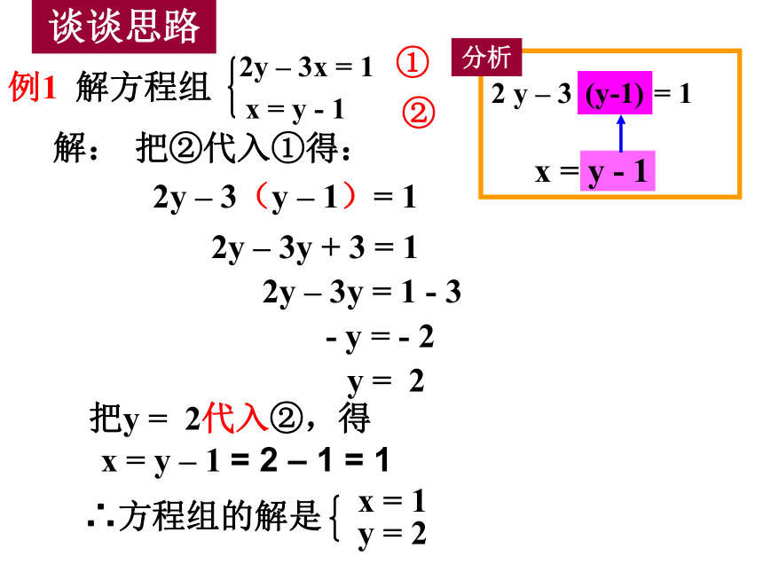 人教版七年级下学期数学8.2用代入消元法解二元一次方程组课件（第一课时 16张）