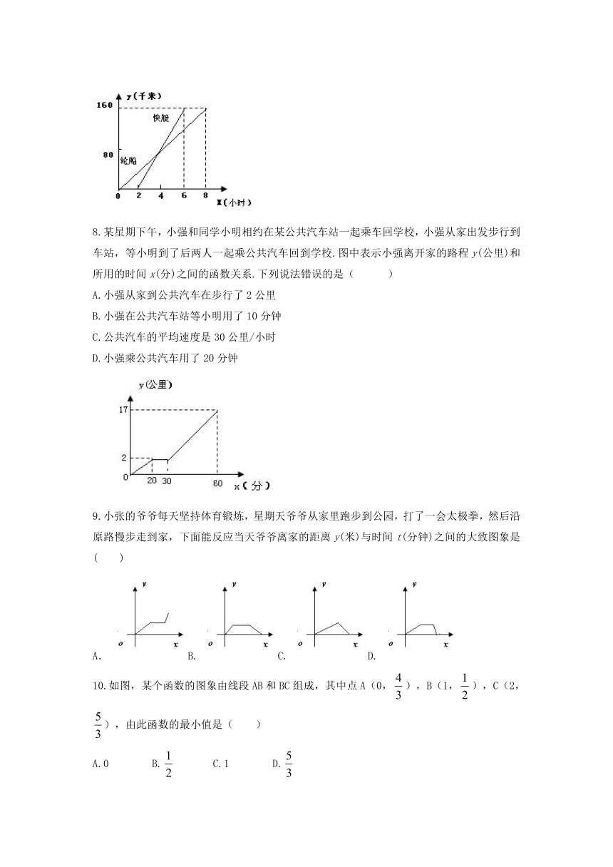 人教版八年级数学下册19.1变量与函数同步课堂练习(含答案)