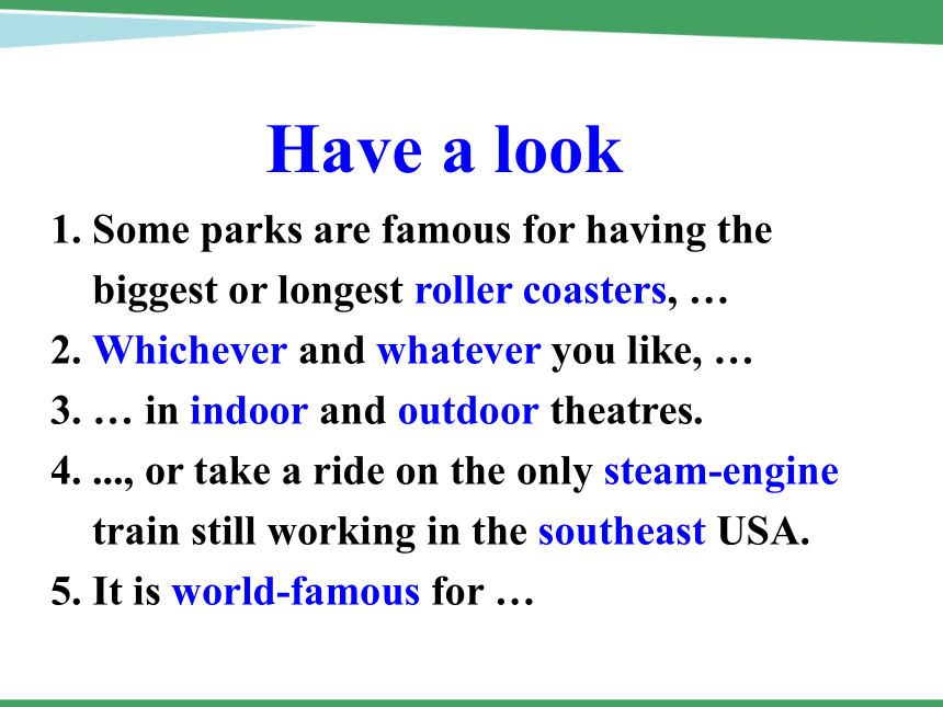 人教版高中英语必修四Unit 5 Theme parks  Reading Grammar课件（19张PPT）