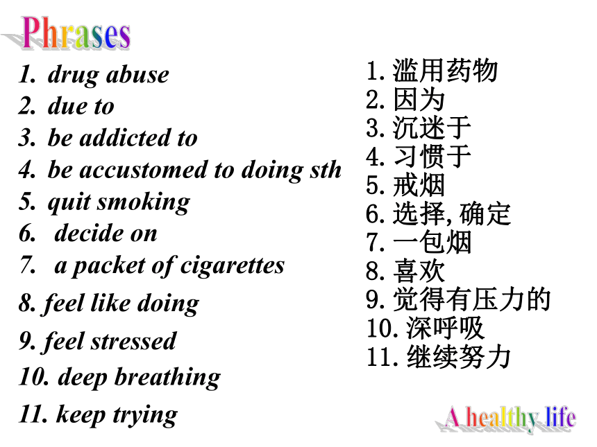 人教高中英语选修六 Unit 3 A healthy life  Language points语言知识点课件(共15张PPT)