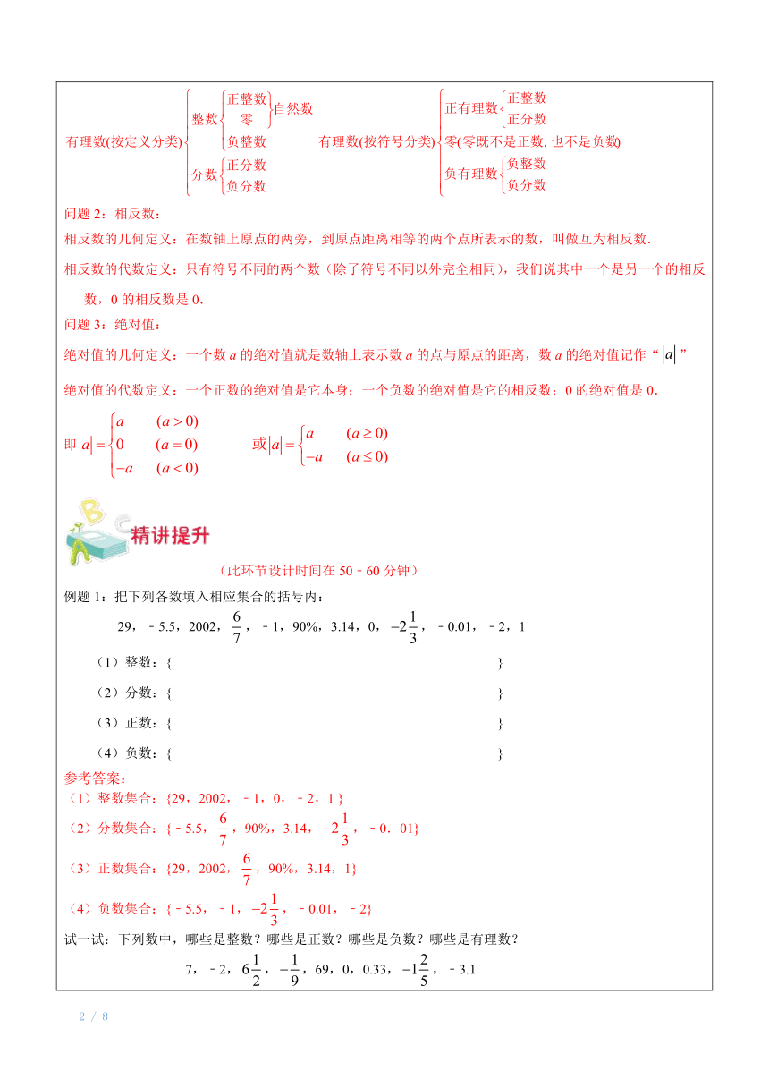 上海（沪教版）六年级下数学辅导讲义-第1讲-有理数含答案