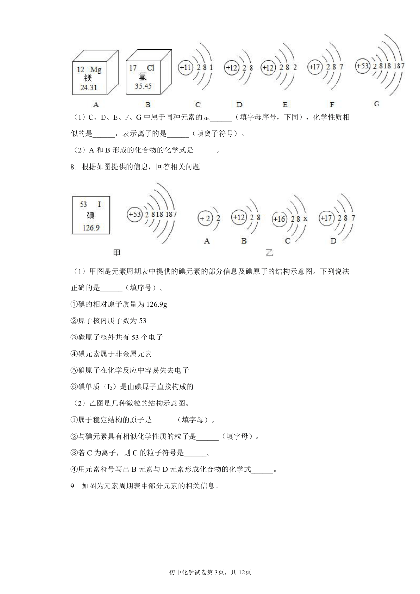 鲁教版（五四制）八年级全一册第三单元物质构成的奥秘第二节元素同步习题（解析版）