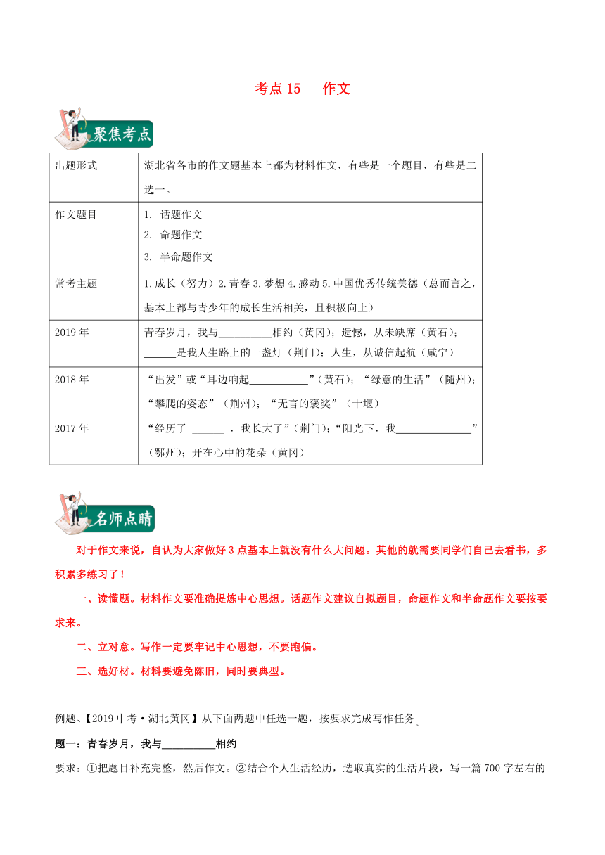 湖北省2020年中考语文考点专题卷—15作文（含解析）