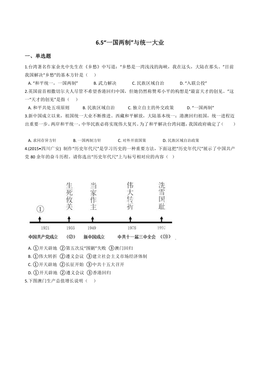 6.5“一国两制”与统一大业(含答案及解析)