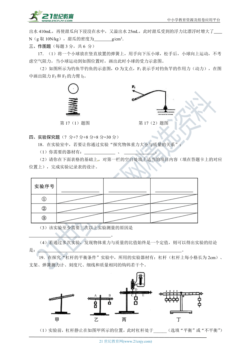 人教版八年级物理2019-2020学年度下学期期末检测题1（含答案）