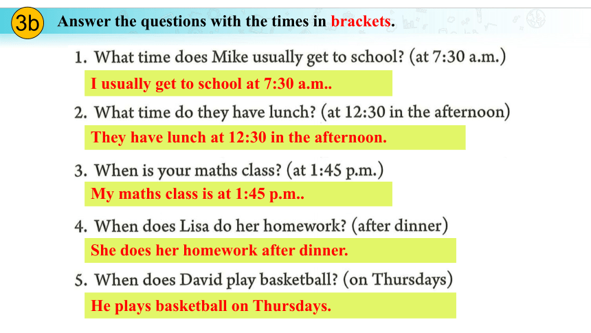 人教版（2024）英语七年级上册Unit 6 A Day in the Life 课时3 Section A Grammar Focus ...