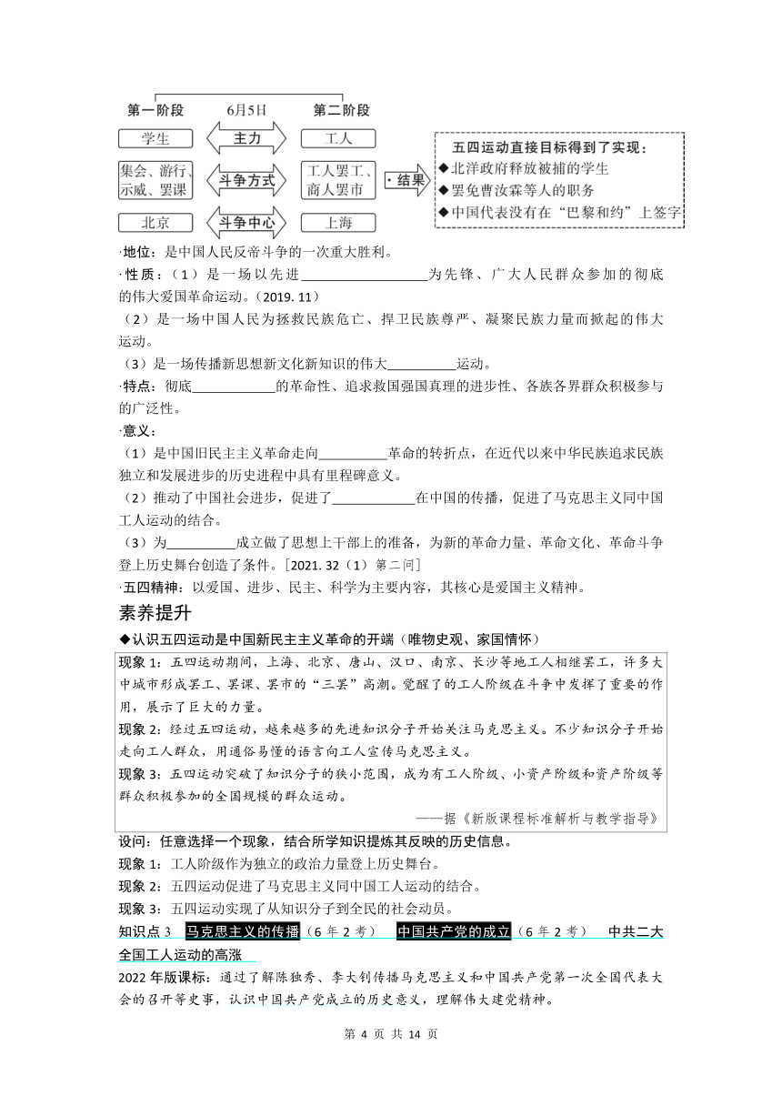 2025中考历史复习 一轮复习学案11　新民主主义革命的开始（含答案）