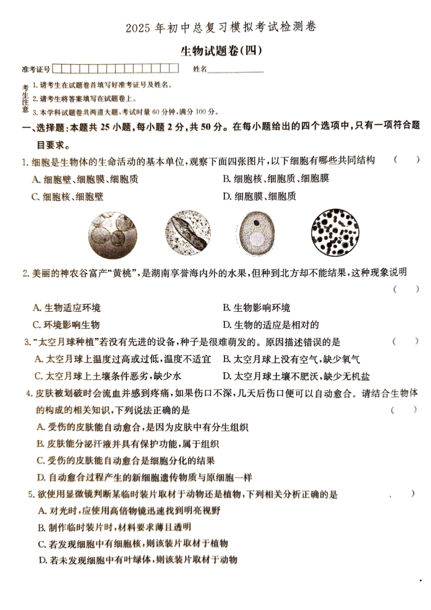 初中生物