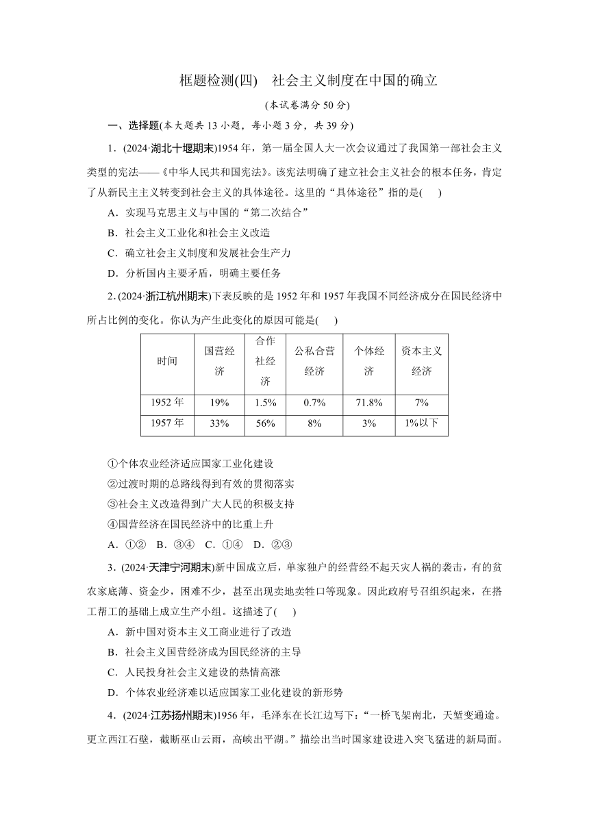 第二课 第二框　社会主义制度在中国的确立（课件 学案 练习） 高中思想政治统编版（部编版）必修1 中国特色社会主义