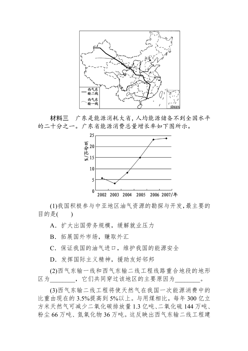 【金版学案】2015届高考地理基础知识总复习精细化讲义（基础自主梳理+随堂巩固落实）：学案33 第一节　资源的跨区域调配——以我国西气东输为例（含解析）