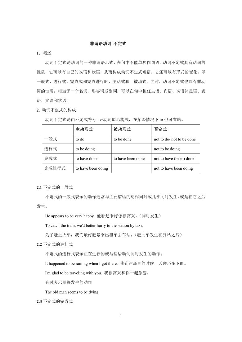 人教版（新课标）高中英语-语法填空非谓语动词不定式知识点讲解