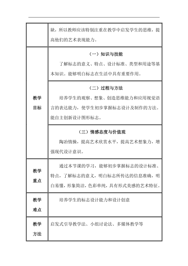 赣美版七年级美术上册第5课生活中的标志教学设计