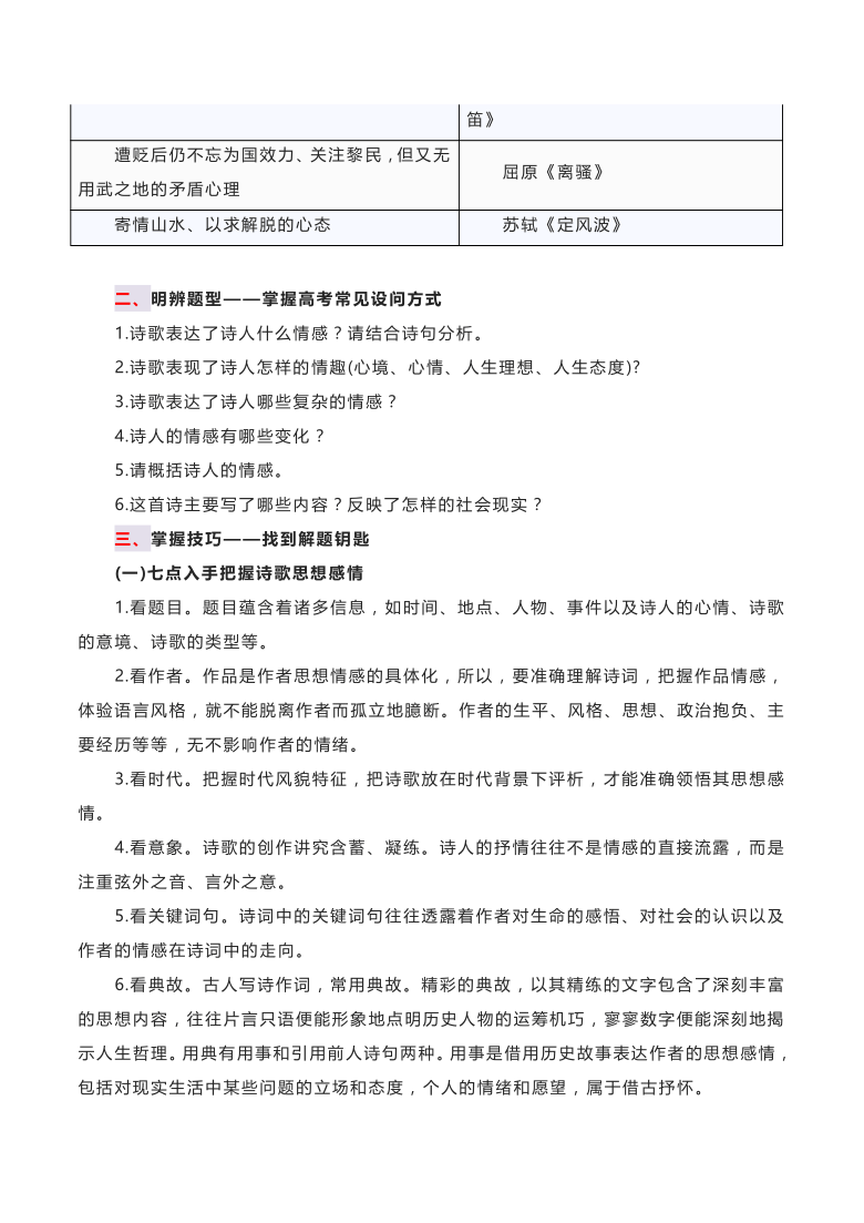 【一轮复习】古代诗歌的思想内容和作者的观点态度答题模板！