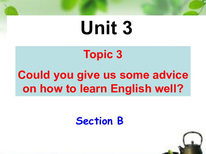 科普仁爱英语九上Unit 3 Topic 3 Could you give us some advice on how to learn English well Section B课件33张