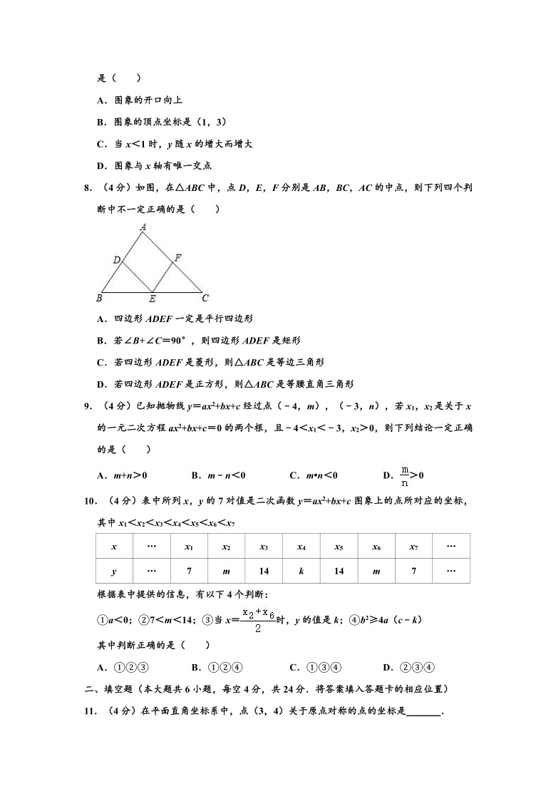 2020-2021学年福建省福州市鼓楼区延安中学九年级（上）开门考数学试卷 （word解析版）