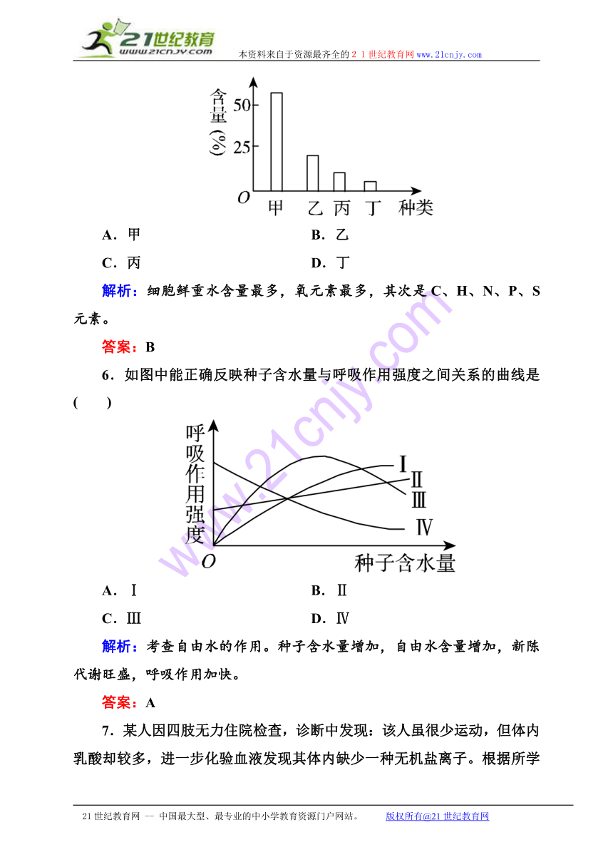 【状元之路】2015届高考生物一轮复习阶段考查：细胞的结构和功能