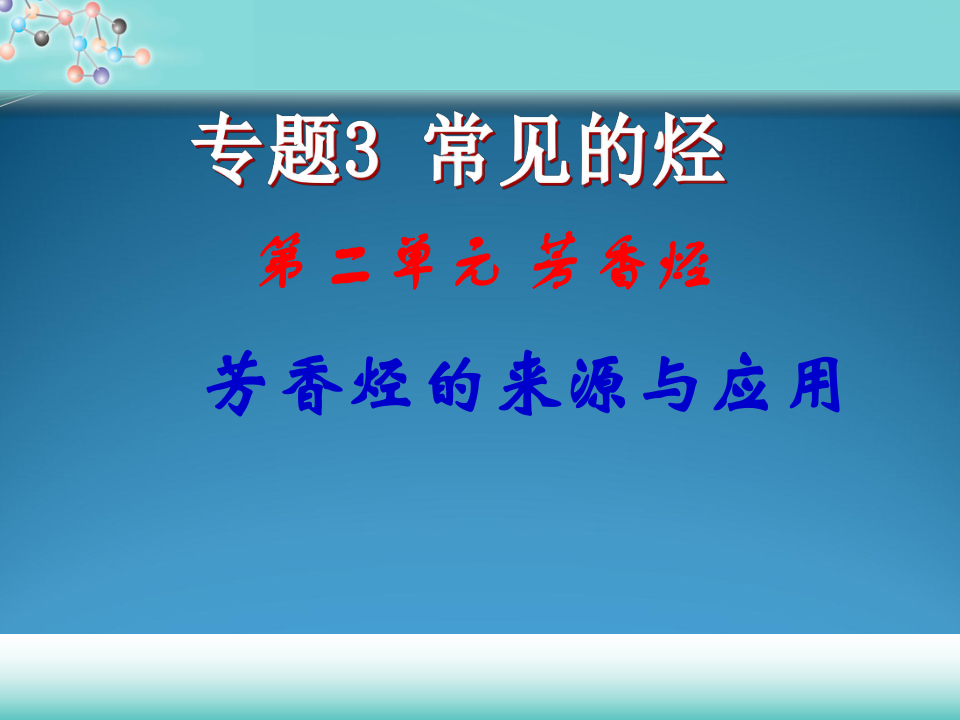 苏教化学选修 有机化学基础专题3第二单元 芳香烃（共19张PPT）