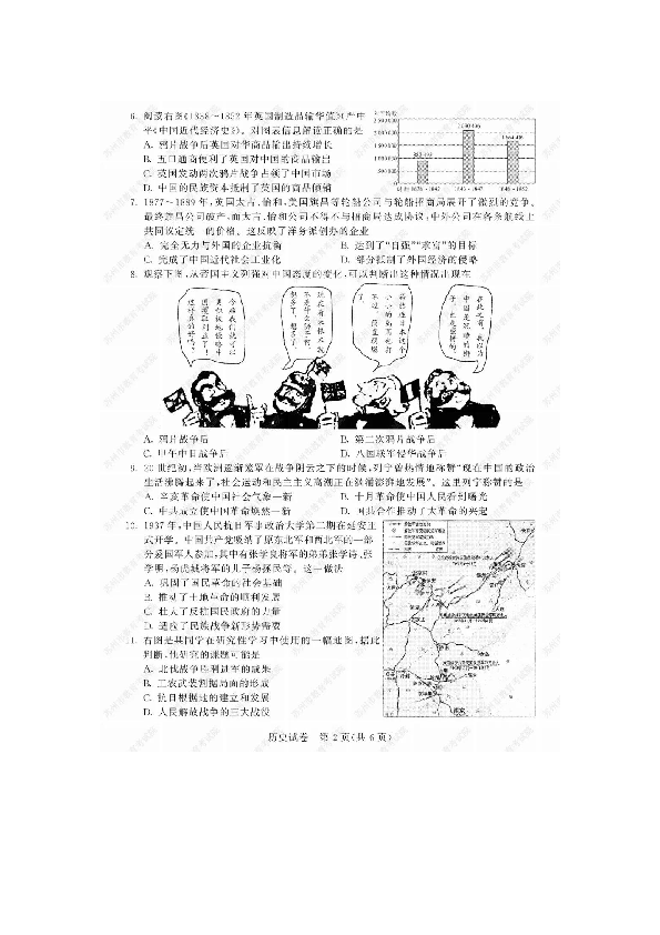 2019年江苏省苏州市中考历史试卷（图片版  含答案）